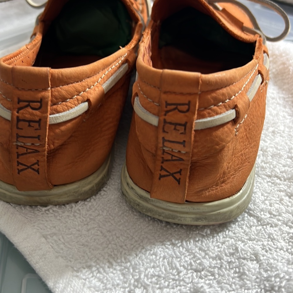 Tommy Bahama Orange Boat Shoes with Moccasin Toe - Picture 3 of 11